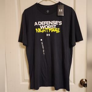 NWT Under Armour Men's Black Graphic Defense T-Shirt - L